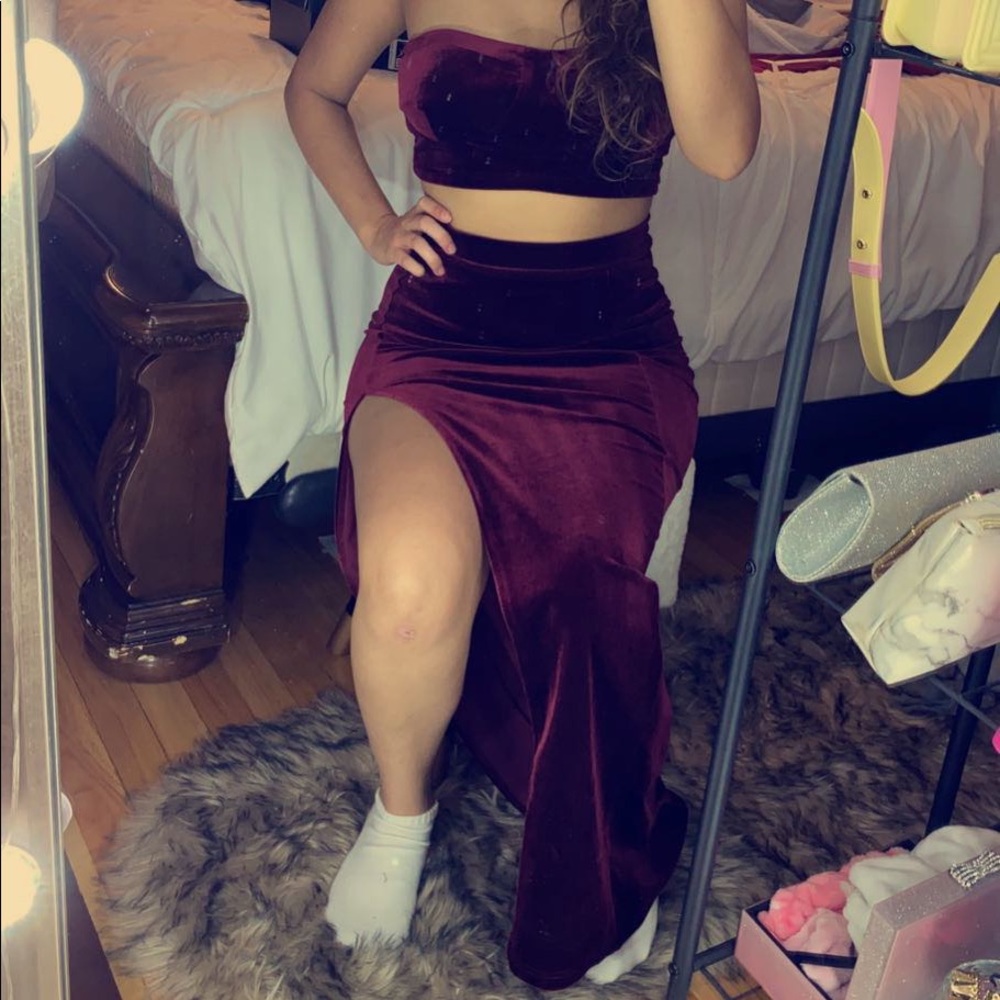 Fashion Nova velvet skirt set